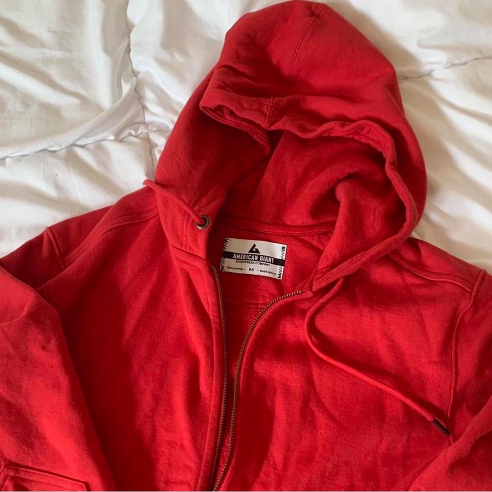 American Giant Red full zip Hoodie